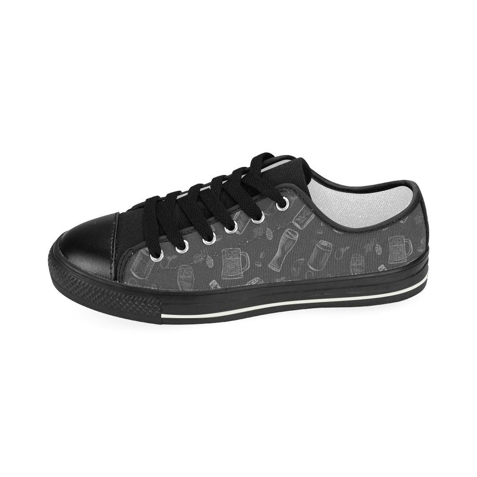 Beer hand drawn pattern Kids' Boys' Girls' Low Top Canvas Shoes Black
