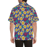 Passion fruit blue background Men's All Over Print Hawaiian Shirt