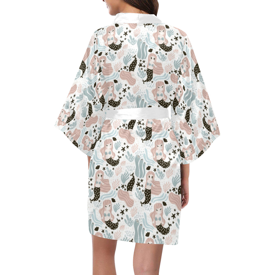 cute mermaid pattern Women's Short Kimono Robe