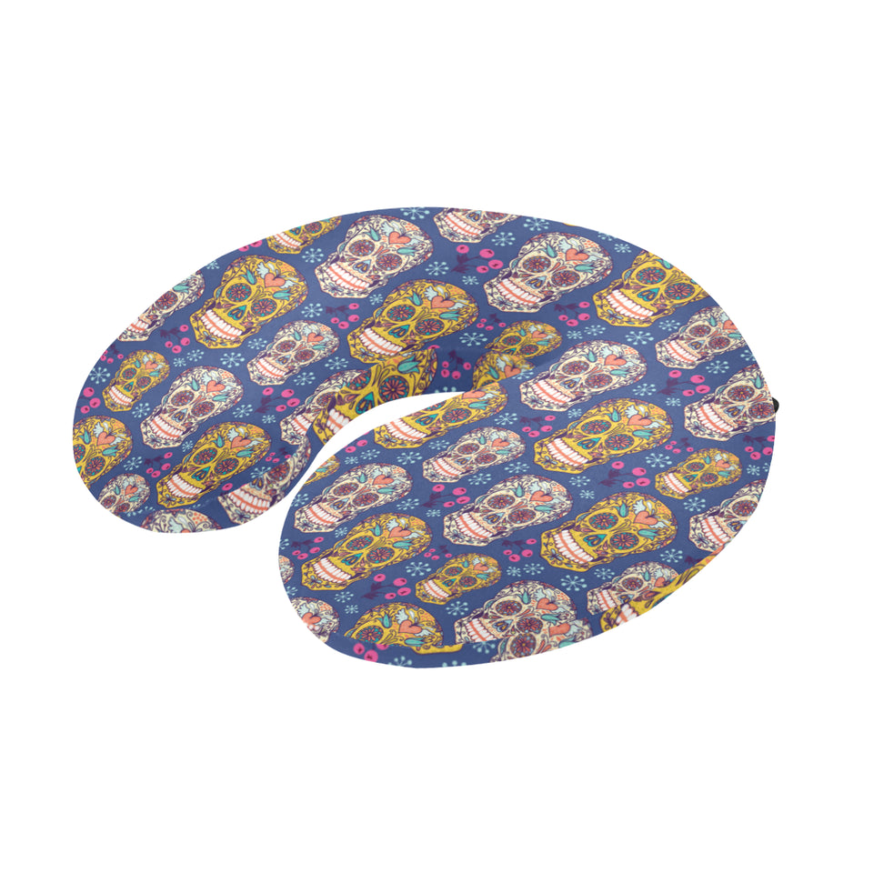 Sugar skull flower pattern U-Shaped Travel Neck Pillow