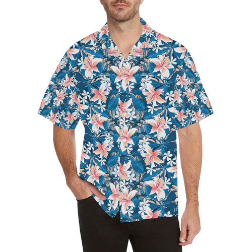 Hibiscus Pattern Print Design 02 Men's All Over Print Hawaiian Shirt (Model T58)