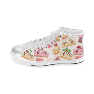 Cake cupcake sweets pattern Women's High Top Canvas Canvas Shoes White