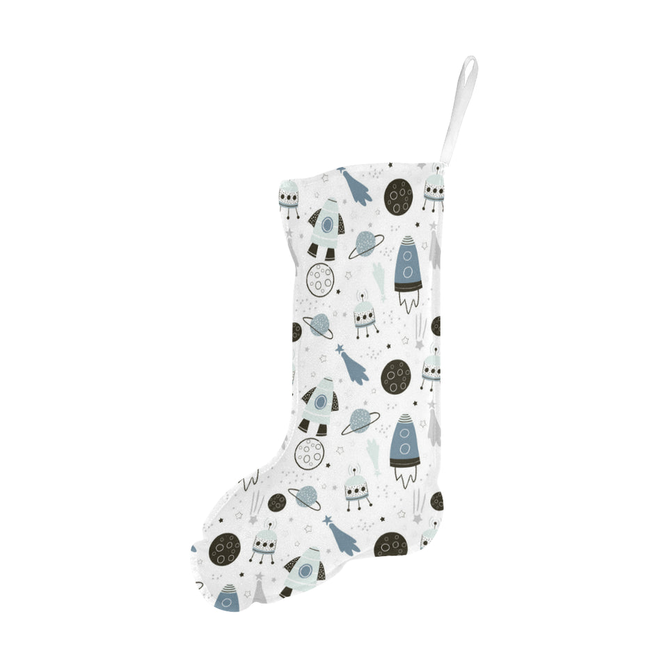 Hand drawn space elements space rocket star planet Christmas Stocking