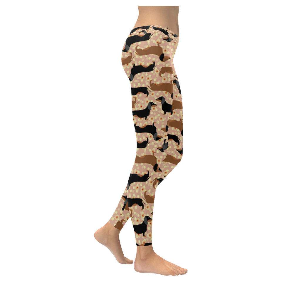 Dachshund floral background Women's Legging Fulfilled In US