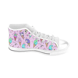 Cute ice cream cone animal pattern Men's High Top Canvas Shoes White