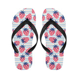 Strawberry pattern blue lines background Unisex Flip Flops