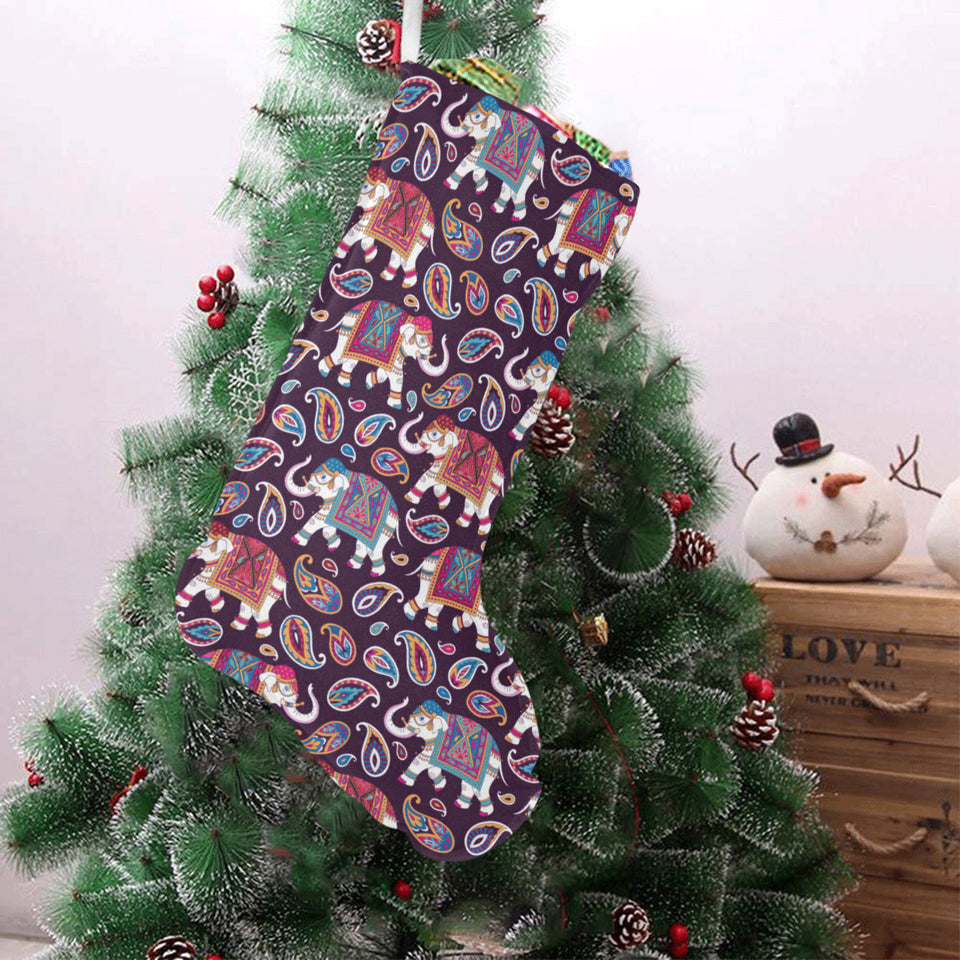Elephant indian style ornament pattern Christmas Stocking