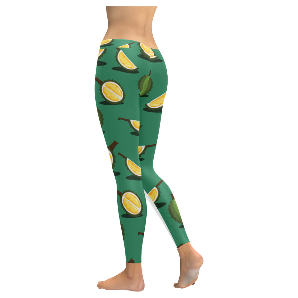 Durian pattern green background Women's Legging Fulfilled In US