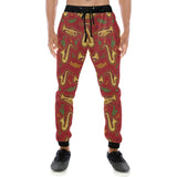 Saxophone cornet pattern red background Unisex Casual Sweatpants