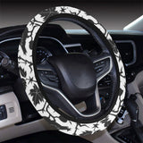 Crow dark floral pattern Car Steering Wheel Cover