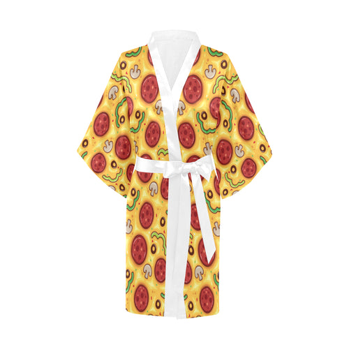 Pizza texture pattern Women's Short Kimono Robe