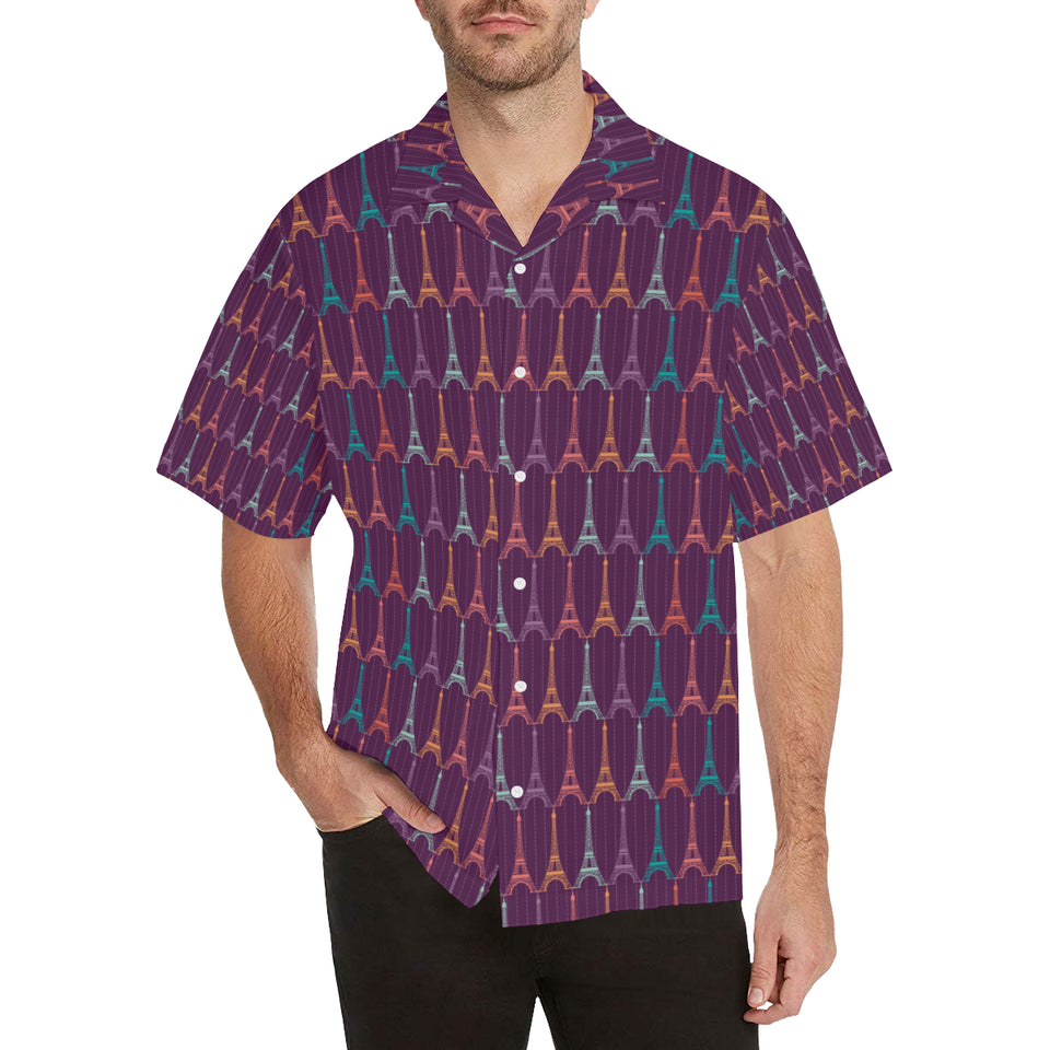 Eiffel Tower Pattern Print Design 05 Men's All Over Print Hawaiian Shirt (Model T58)