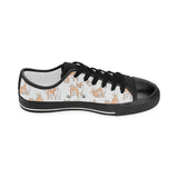 shiba inu dog pattern Kids' Boys' Girls' Low Top Canvas Shoes Black