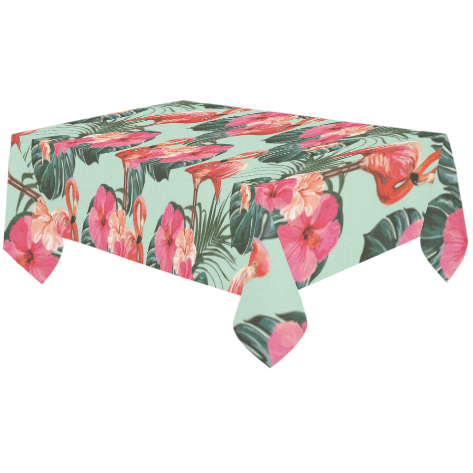 Beautiful flamingo tropical palm leaves hibiscus p Tablecloth