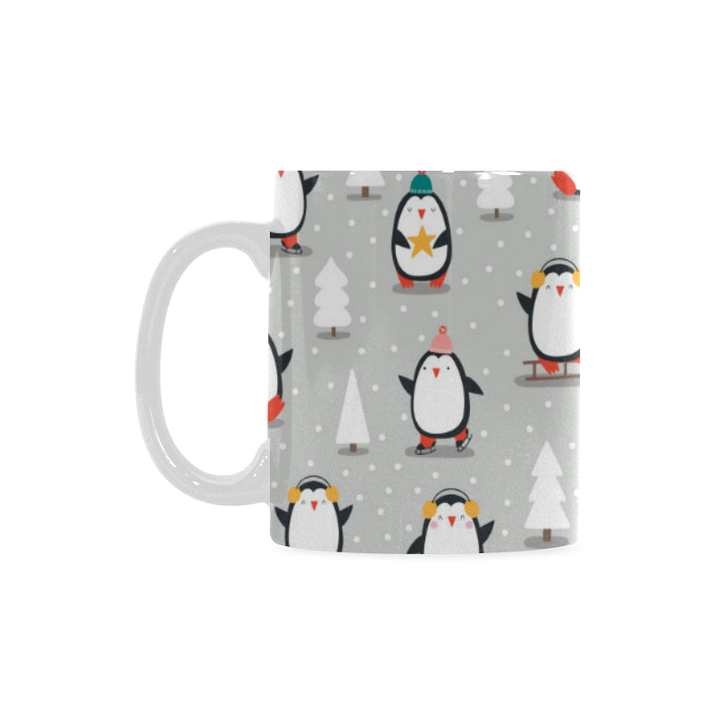 Cute Penguin christmas pattern Classical White Mug (Fulfilled In US)