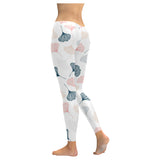 Black Gray Cream coral ginkgo leaves pattern Women's Legging Fulfilled In US