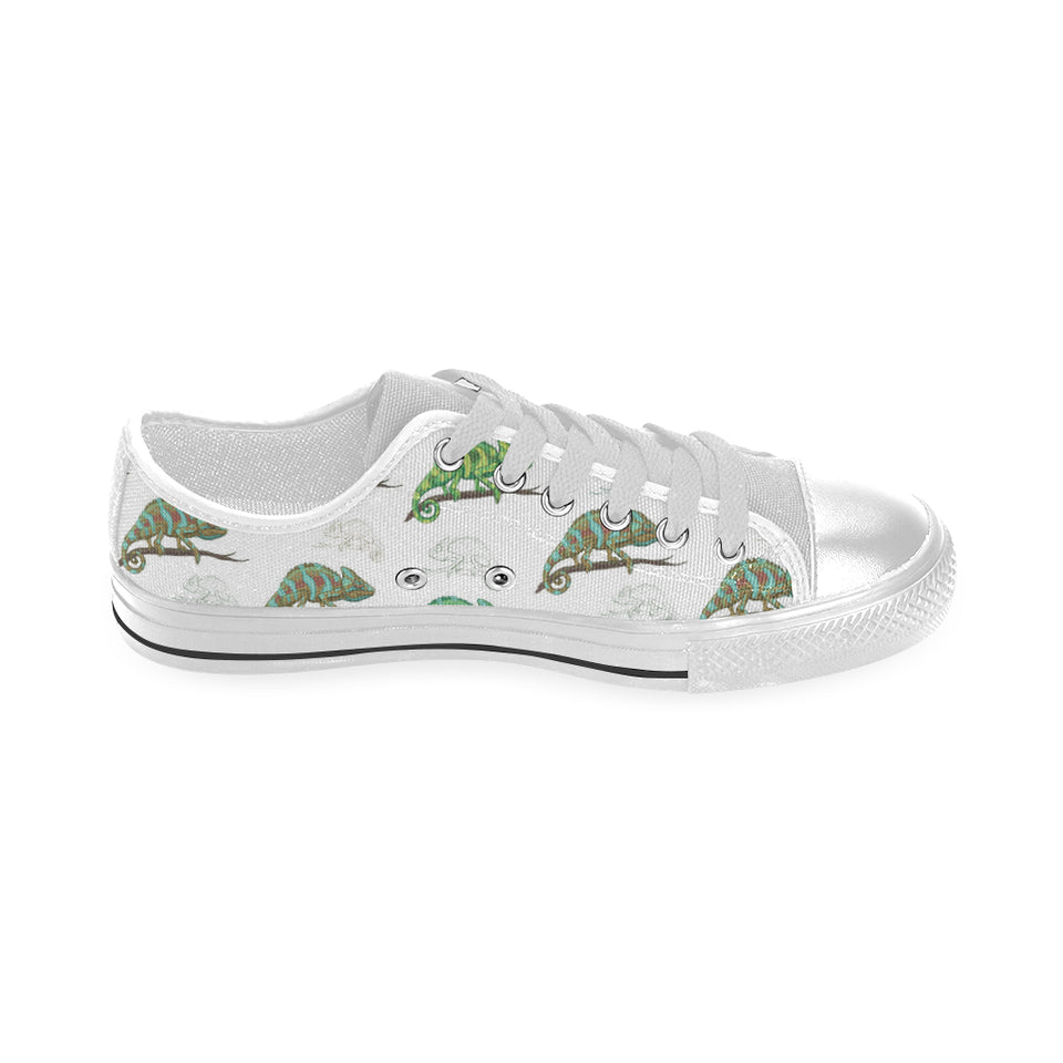 Chameleon lizard pattern Men's Low Top Shoes White