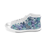 Shell design pattern Men's High Top Canvas Shoes White