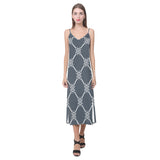 nautical steering wheel rope pattern V-Neck Open Fork Long Dress