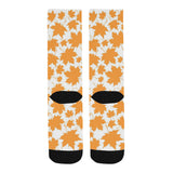 Orange Maple Leaf pattern Crew Socks