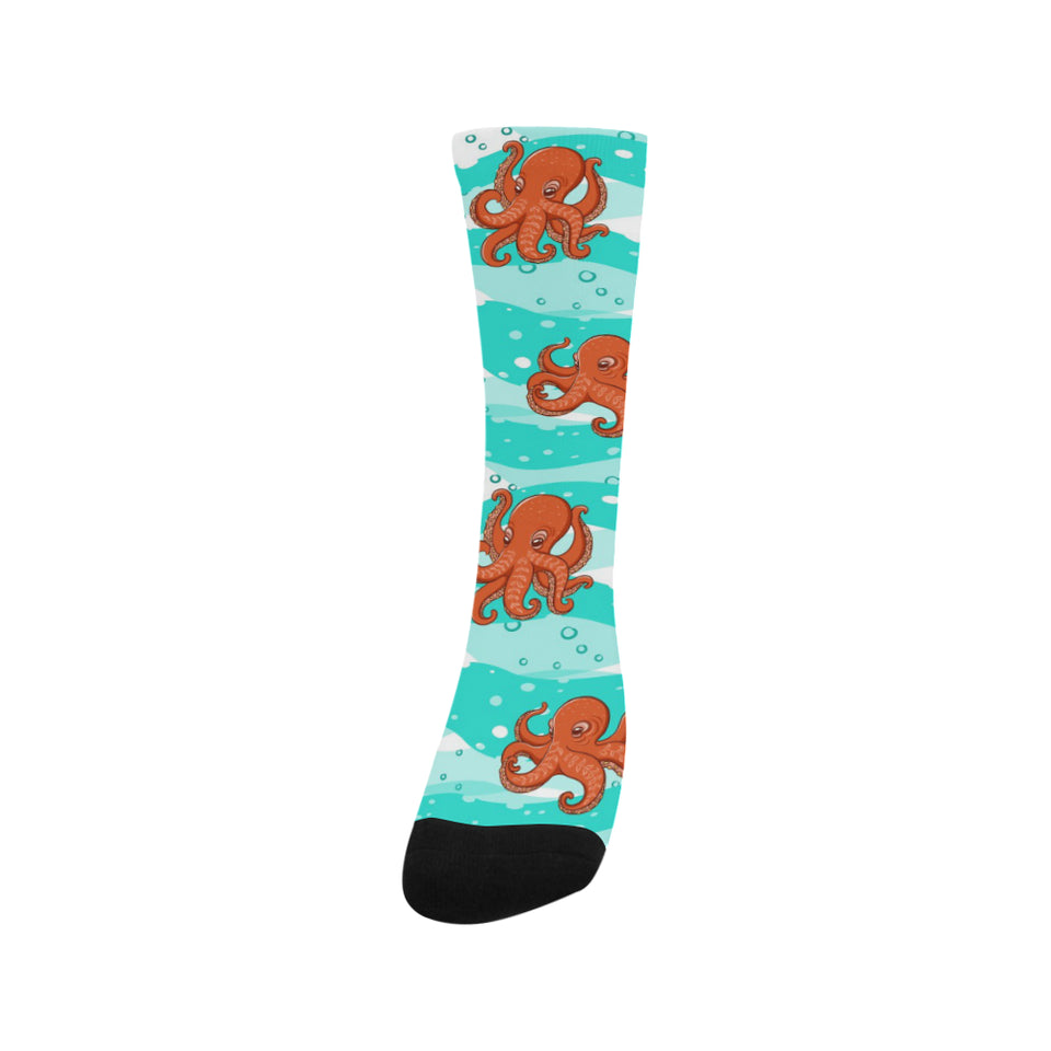 Octopuses sea wave background Crew Socks