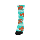 Octopuses sea wave background Crew Socks