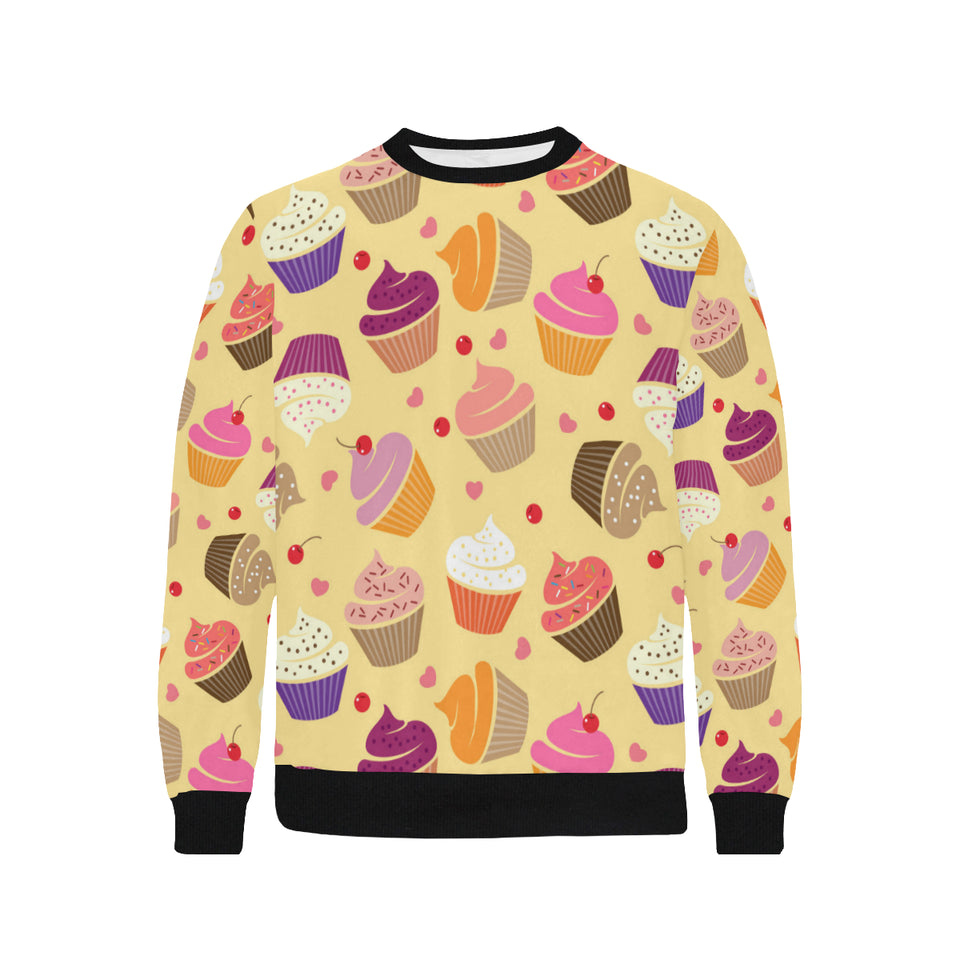 cake cupcake heart cherry pattern Men's Crew Neck Sweatshirt
