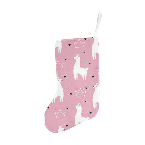 Llama Alpaca pink background Christmas Stocking