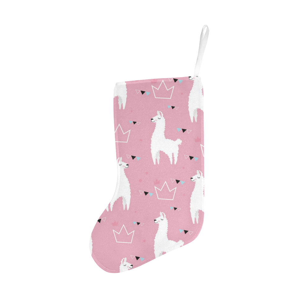 Llama Alpaca pink background Christmas Stocking