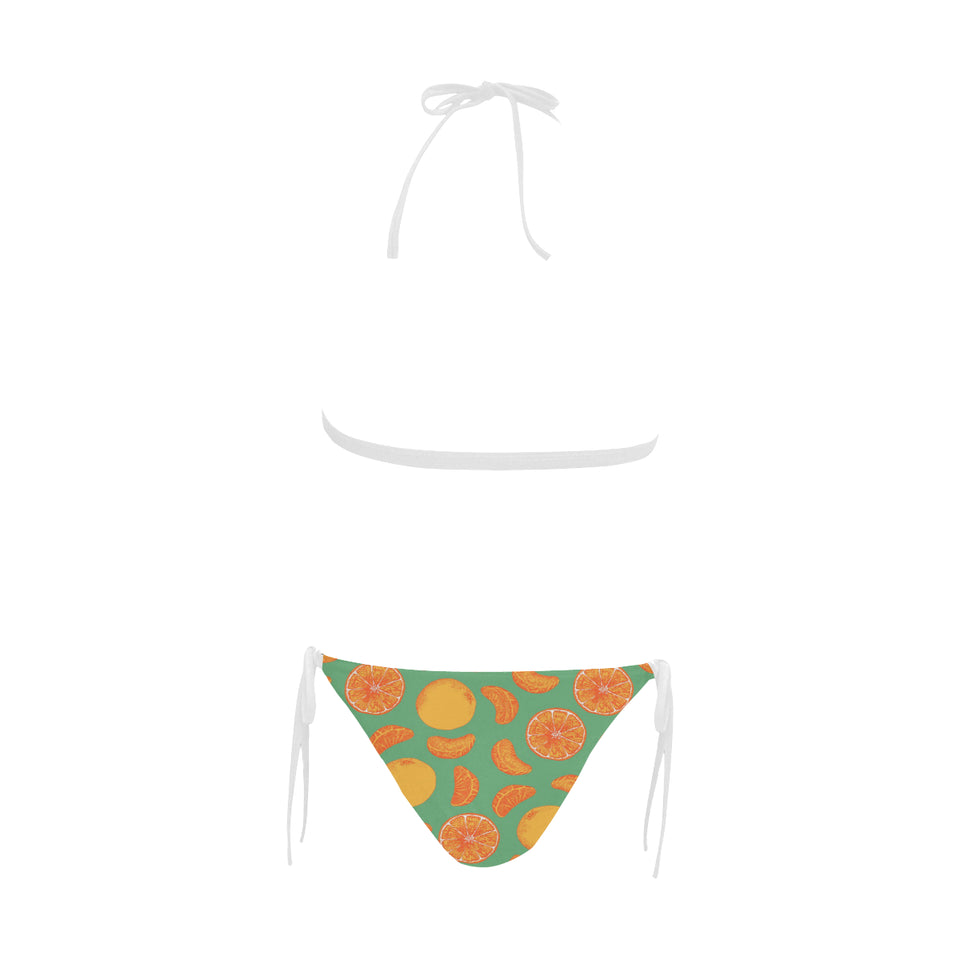 orange fruit pattern green background Sexy Bikinis Two-Piece Swimsuits