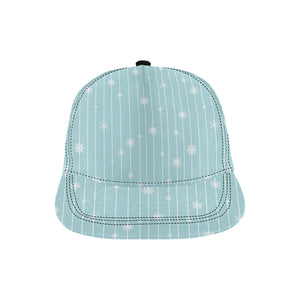 Snowflake pattern blue stripe background All Over Print Snapback Cap