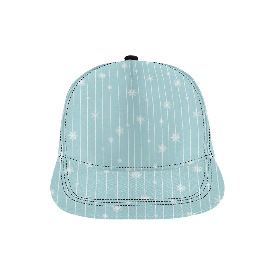 Snowflake pattern blue stripe background All Over Print Snapback Cap