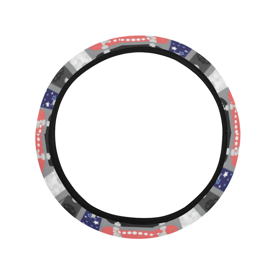 Skate Board Pattern Print Design 04 Car Steering Wheel Cover