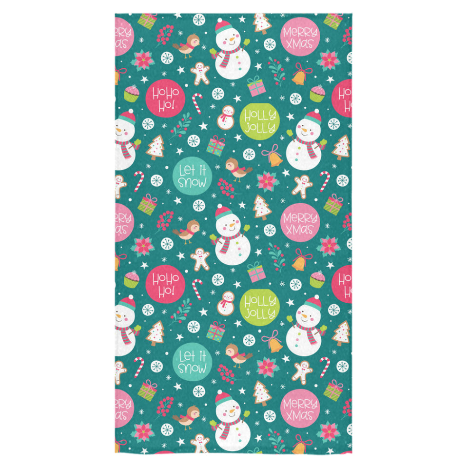 Snowman bird decorative elements christmas pattern Bath Towel