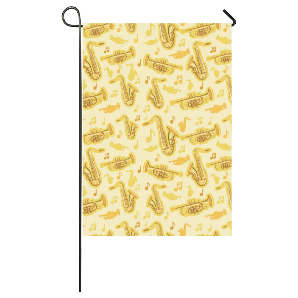 Saxophone cornet pattern yellow background House Flag Garden Flag