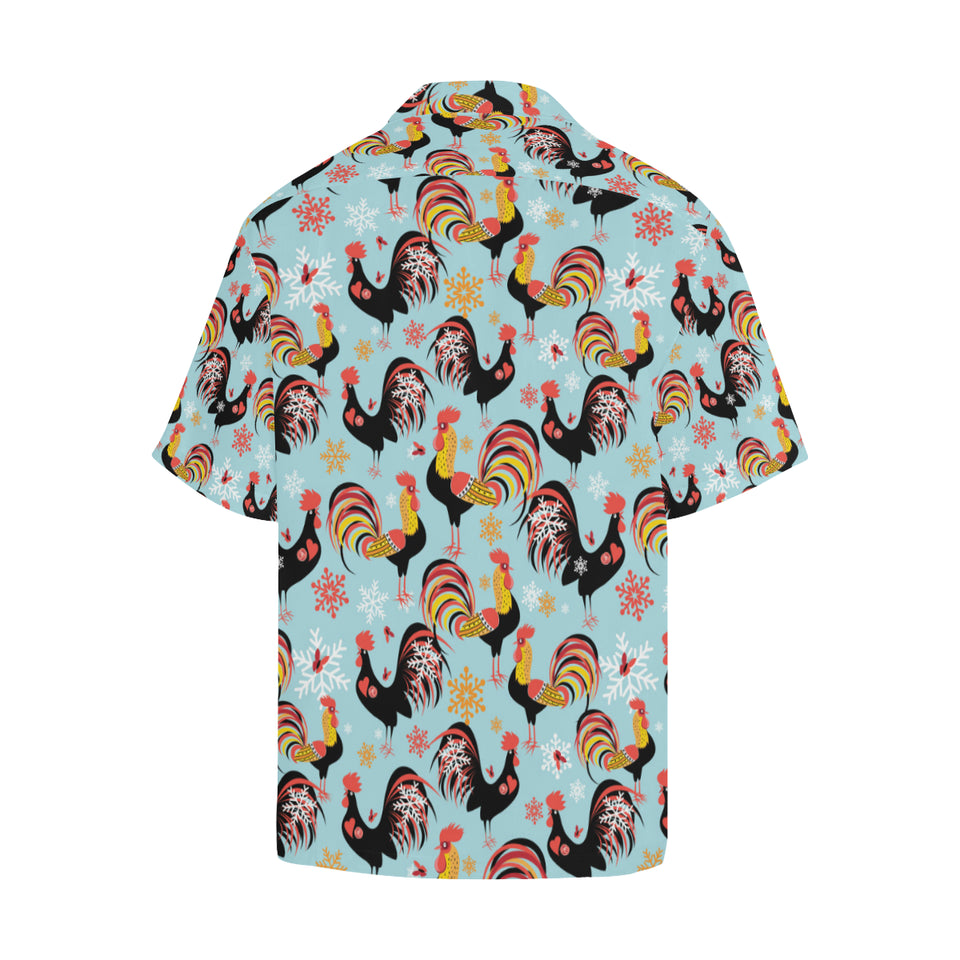 Rooster chicken cock snowfalke Men's All Over Print Hawaiian Shirt