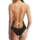 Spider web pattern Black background white cobweb Women's One-Piece Swimsuit