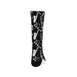 Saxophone music notes treble clef black white them Crew Socks