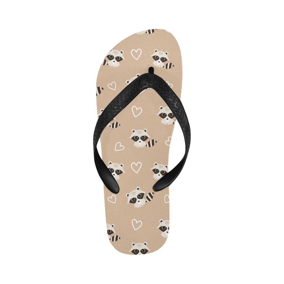 Cute raccoon heart pattern Unisex Flip Flops