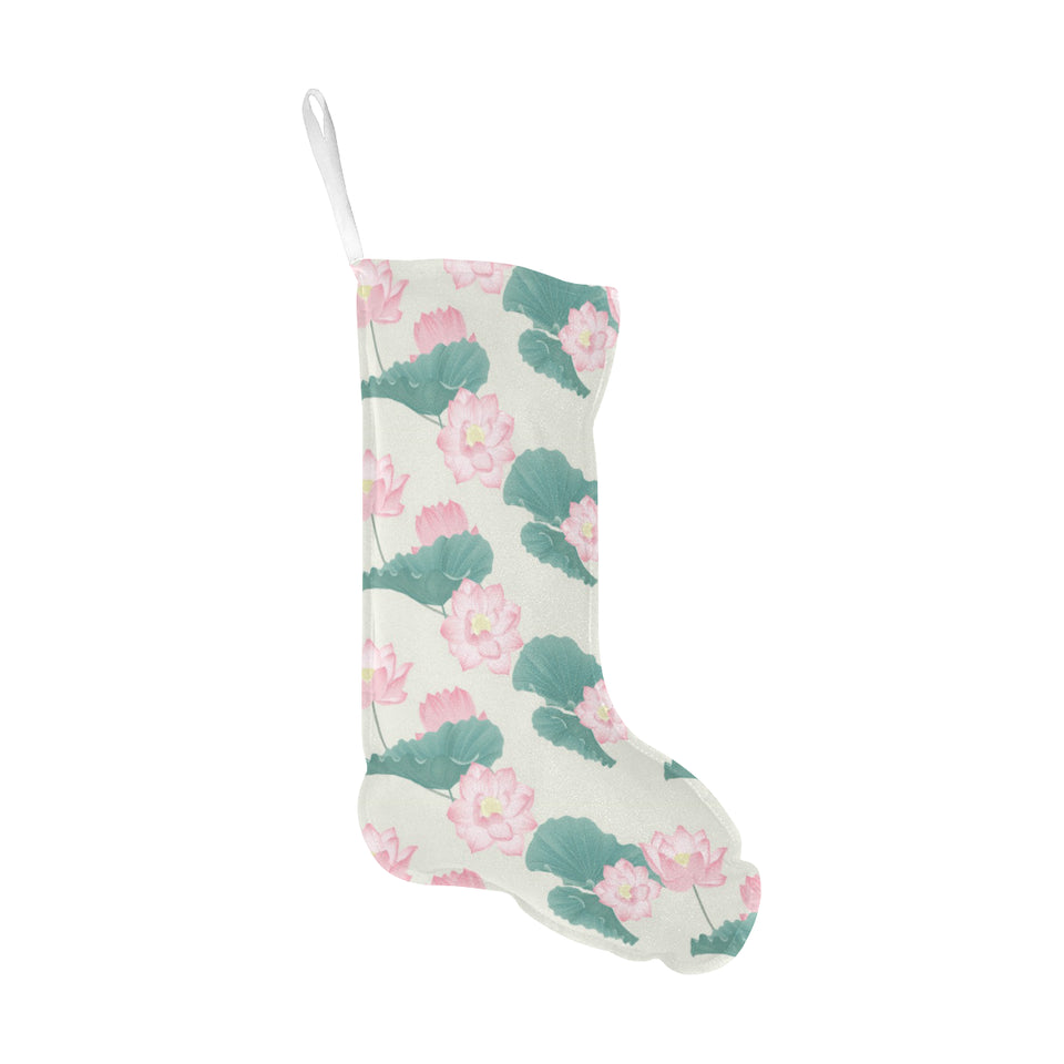 Pink lotus waterlily leaves pattern Christmas Stocking