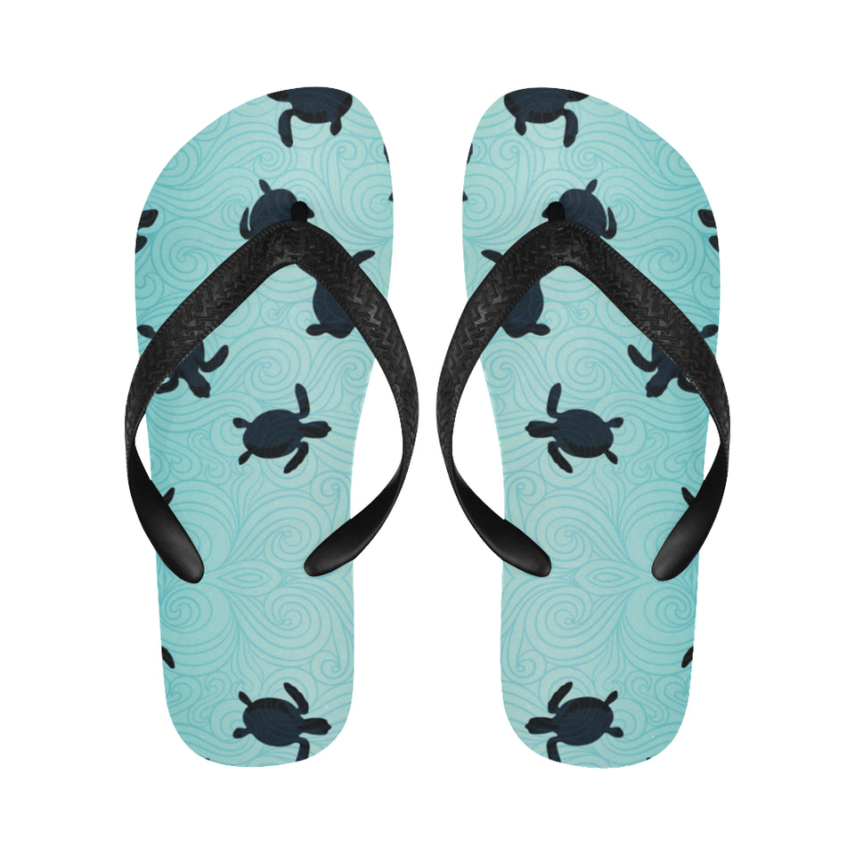 Sea turtle with blue ocean backgroud Unisex Flip Flops
