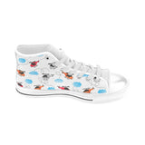 Watercolor helicopter cloud pattern Men's High Top Canvas Shoes White