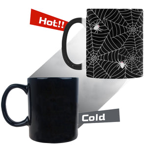 Spider web design pattern Black background white c Morphing Mug Heat Changing Mug