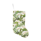 White orchid flower tropical leaves pattern Christmas Stocking