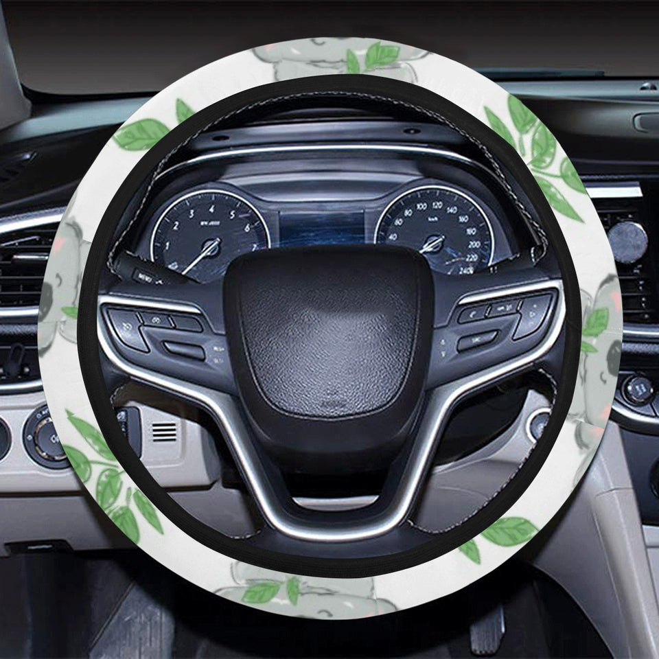 Hand drawn Koala leaves pattern Car Steering Wheel Cover