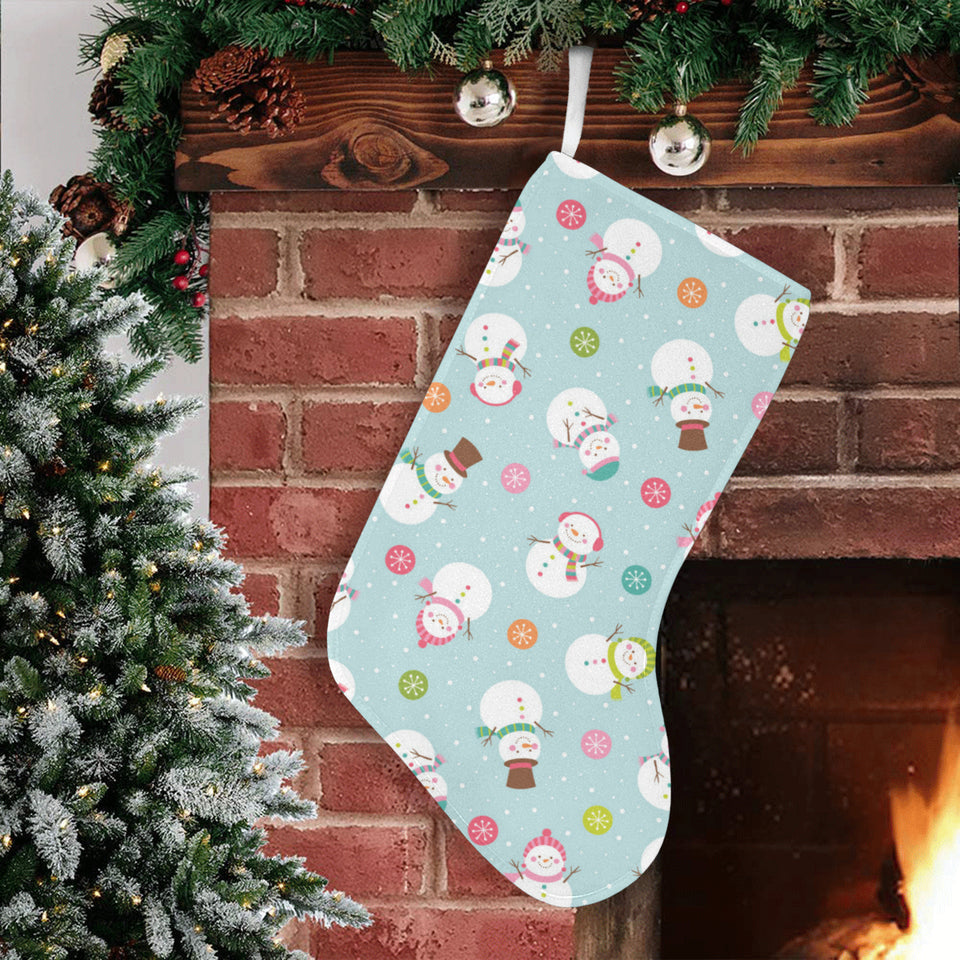 Cute snowman snowflake pattern Christmas Stocking
