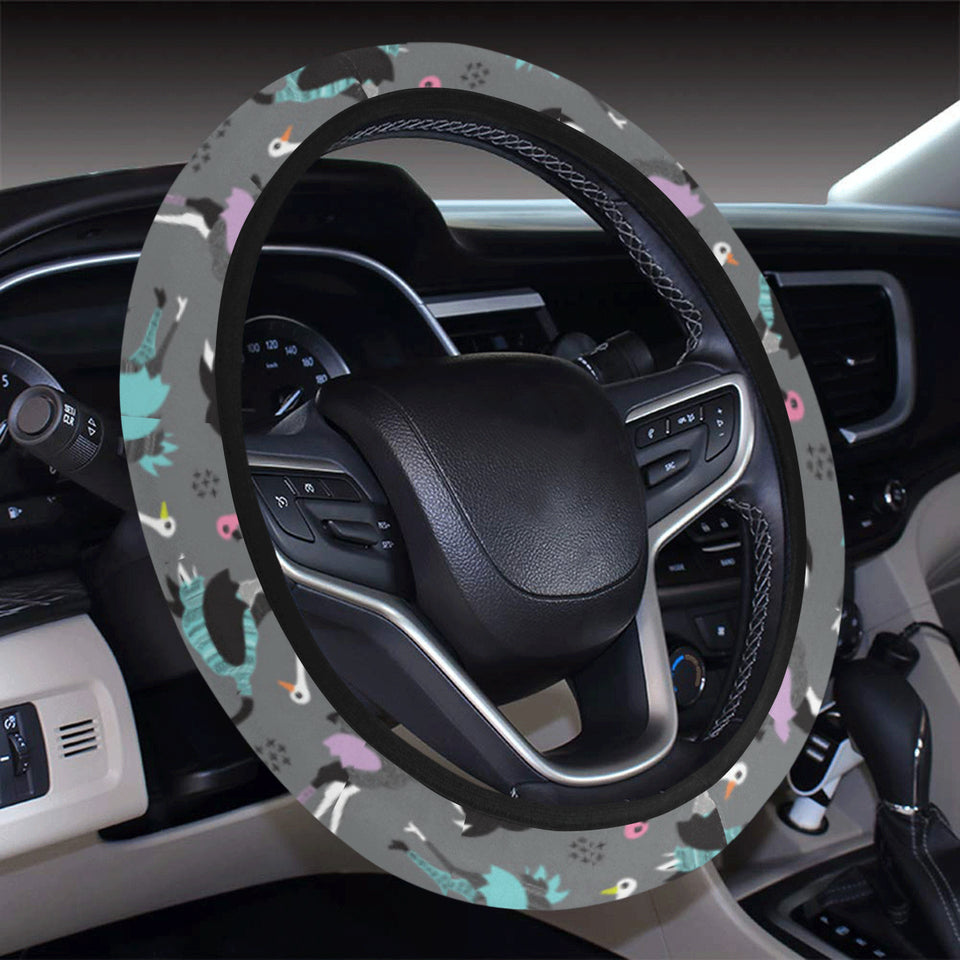 Ostrich Pattern Print Design 01 Car Steering Wheel Cover