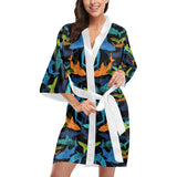 Colorful shark Women's Short Kimono Robe