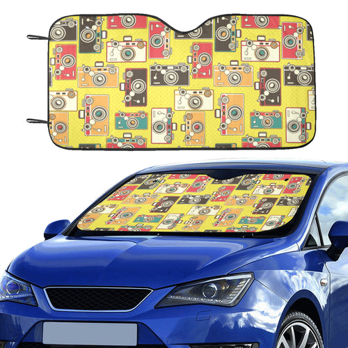 Camera Pattern Print Design 02 Car Sun Shade