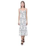 Rabbit cloud Pattern V-Neck Open Fork Long Dress